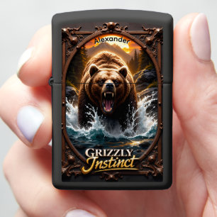 Grizzly Instinct Roaring River Black Case Zippo Lighter