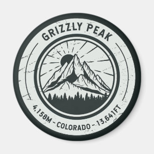 Grizzly Peak Colorado Hiking Skiing Travel Magnet
