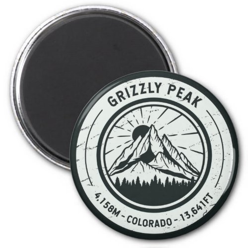 Grizzly Peak Colorado Hiking Skiing Travel Magnet