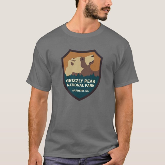 Grizzly Peak National Park Sign funny T-Shirt (Front)