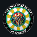 Grizzly Target Overlay Design Dart Board<br><div class="desc">A bold circular artwork of a grizzly bear in the forest,  accented by a target.</div>