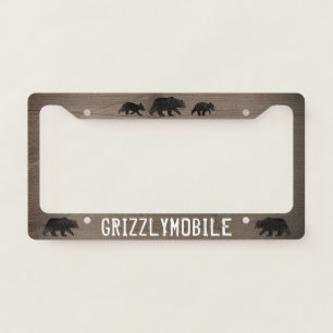 Grizzlymobile Grizzly Bear Silhouettes Custom License Plate Frame