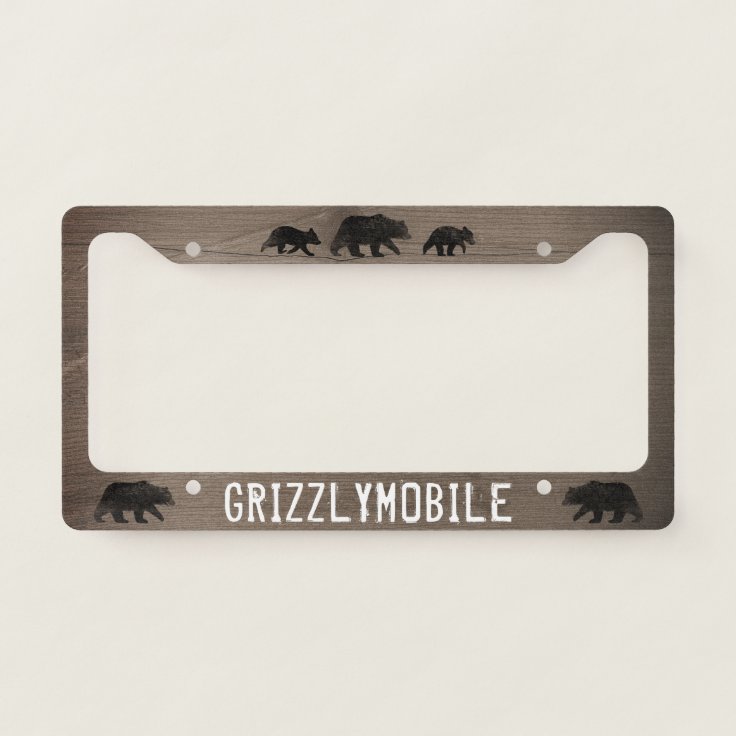 Grizzlymobile Grizzly Bear Silhouettes Custom License Plate Frame
