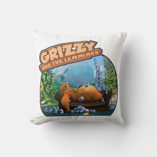 grizzy and lemming  throw pillow