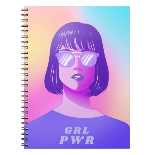 GRL Power Typography  Girl Feminist Purple Hair   Notebook