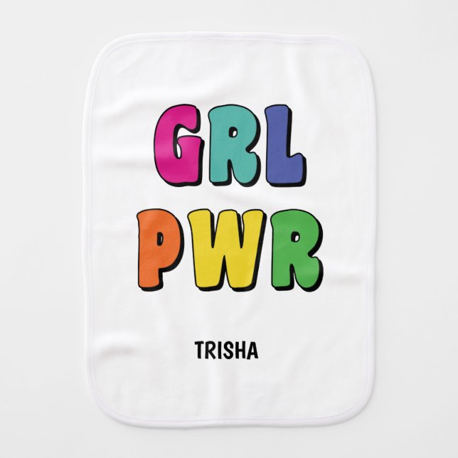 GRL PWR - Girl Power Baby Burp Cloth (Front)