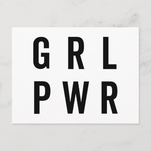GRL PWR  Girl Power Feminist Quote Postcard