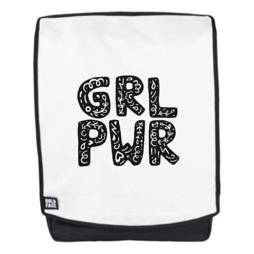 GRL PWR Girl Power Typography Art Backpack