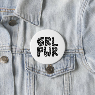 GRL PWR Girl Power Typography Art Button
