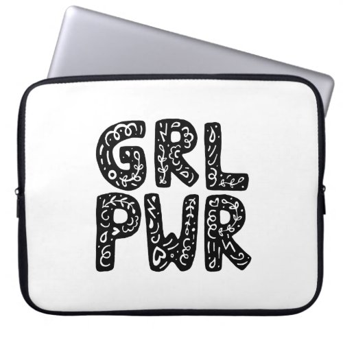 GRL PWR Girl Power Typography Art Laptop Sleeve