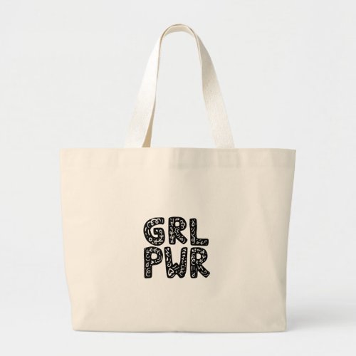 GRL PWR Girl Power Typography Art Large Tote Bag