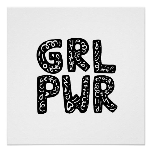 GRL PWR Girl Power Typography Art Poster