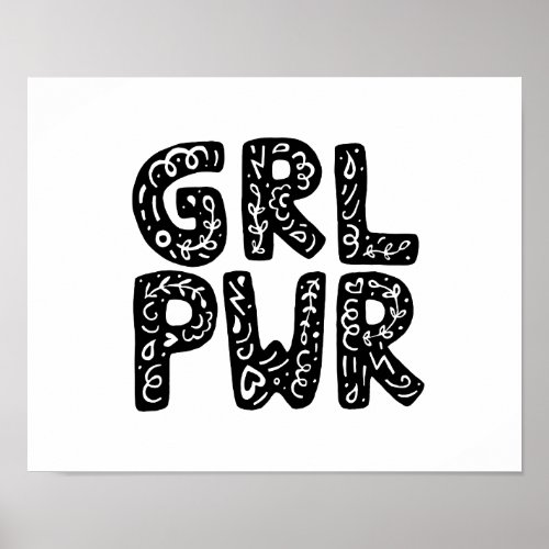 GRL PWR Girl Power Typography Art Poster