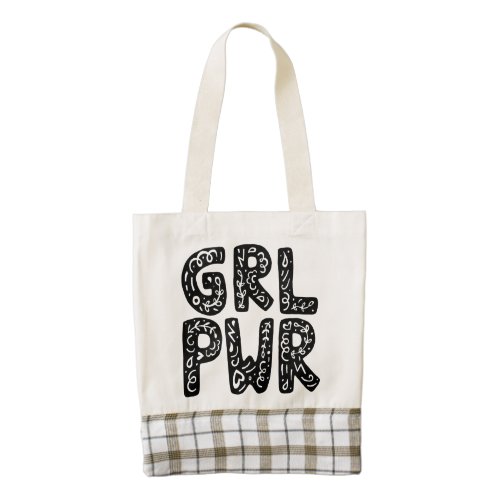 GRL PWR Girl Power Typography Art Zazzle HEART Tote Bag