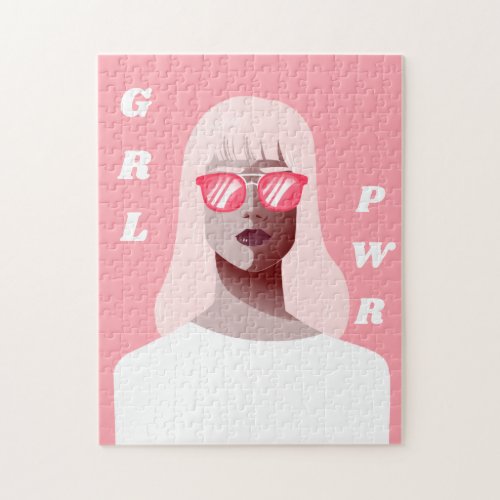 GRL PWR Modern Feminist Illustration Girl Power Jigsaw Puzzle