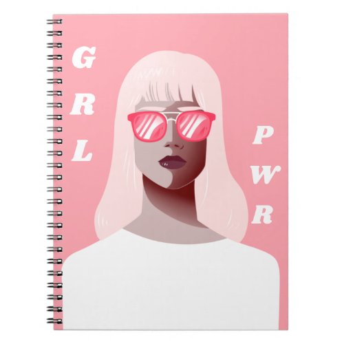 GRL PWR Modern Feminist Illustration Girl Power  Notebook