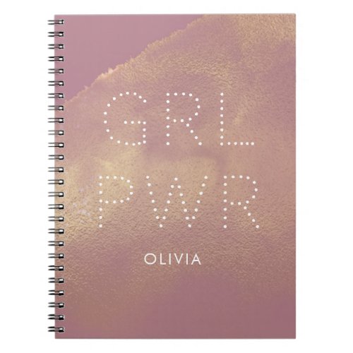 GRL PWR Pink Gold Watercolor Name  Notebook