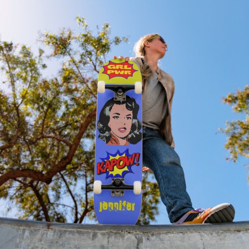 GRL PWR Pop Art _Cool retro Skateboard