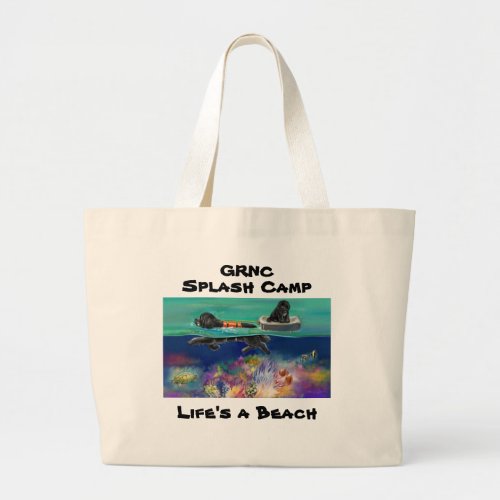 GRNC Toe Splash Camp Black Newf Large Tote Bag