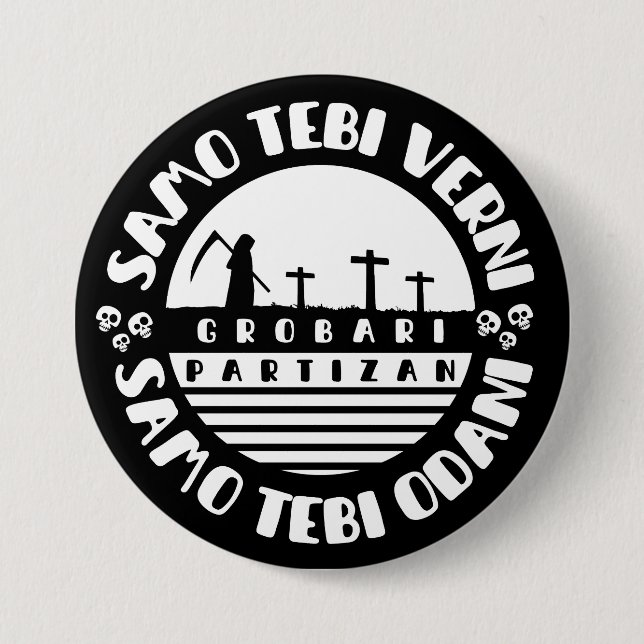 Grobari Partizan Crno Beli  Button (Front)