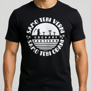 Grobari Partizan Crno Beli  T-Shirt