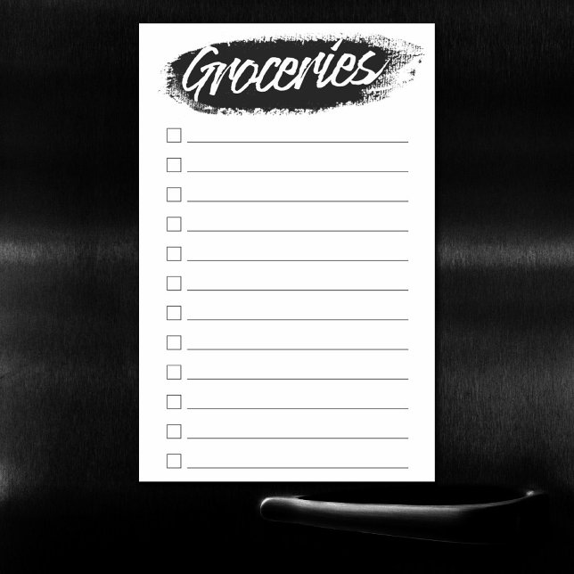 Groceries Checklist Modern Black Smudge Handletter Magnetic Dry Erase Sheet (Creator Uploaded)