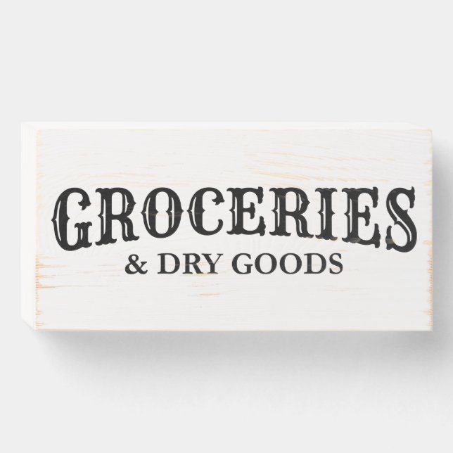Groceries & Dry Goods Farmhouse Rustic Wood Quote Wooden Box Sign (Front Horizontal)