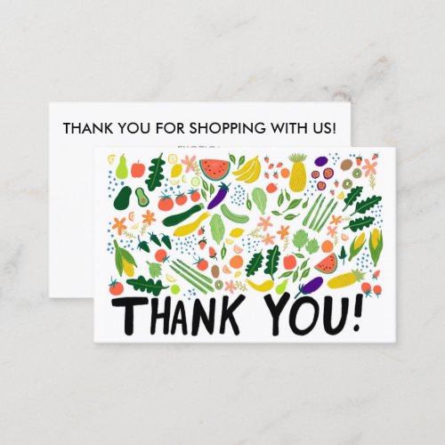 Groceries Fruits Veggies Colorful Thank You Order Business Card