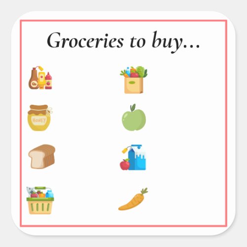 Groceries to Buy Square Sticker
