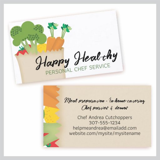 Customizable Cute kawaii vegetables grocery bag kids cooking business cards