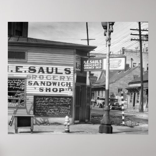 Grocery and Sandwich Shop 1934 Vintage Photo Poster