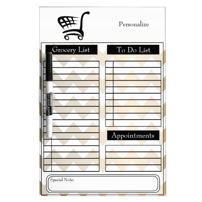 Grocery and To Do List Dry Erase Board (Front)