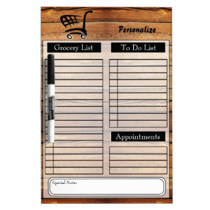 Grocery and To Do List - Wood Dry-Erase Board
