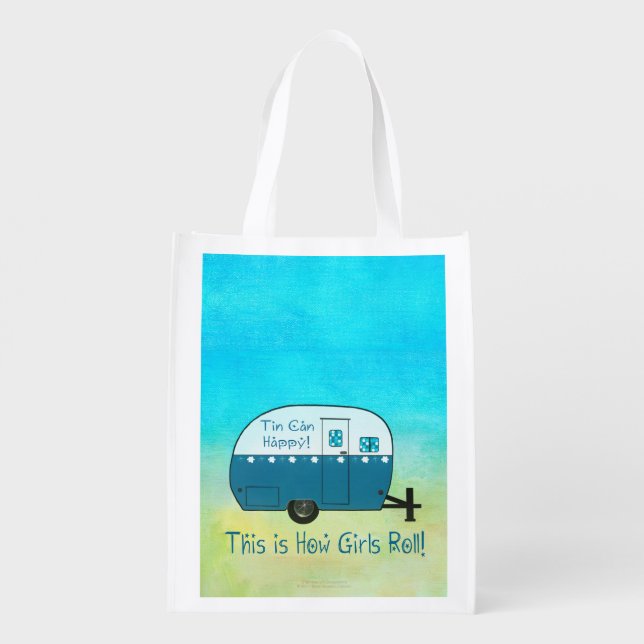 GROCERY BAG | Vintage Camper | Reusable Fold-Down (Back)