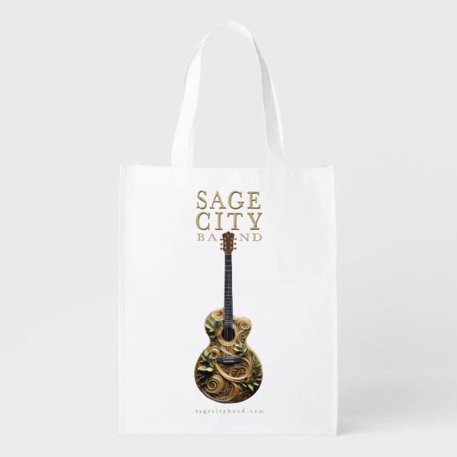 Grocery bag with Sage City bad logo. (Front)