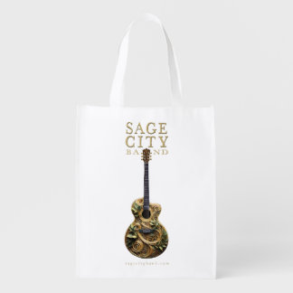 Grocery bag with Sage City band logo.