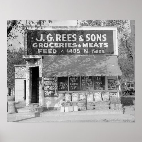 Grocery  Feed Store 1938 Vintage Photo Poster