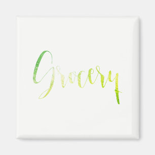 Grocery Green Leaf Black Planner Home Office White Magnet