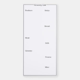 Grocery List by Section Magnetic Notepad