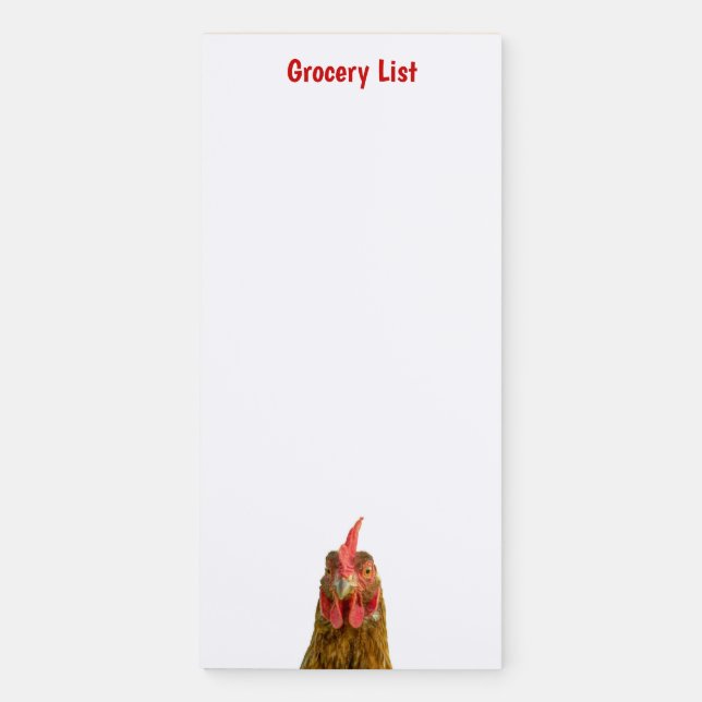 Grocery List Chicken Farm Animal Magnetic Notepad (Front)