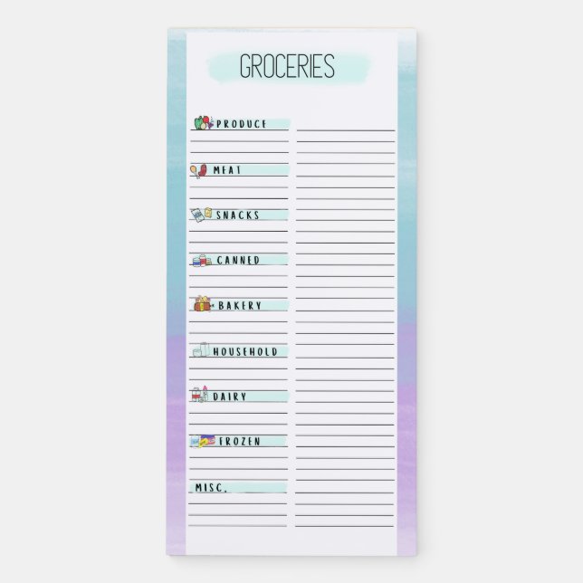 Grocery list custom magnetic notepad (Front)