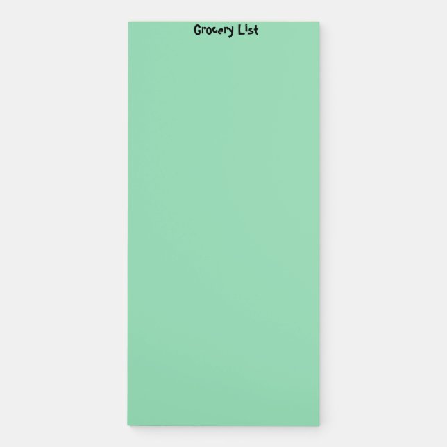 Grocery List Light Green Magnetic Notepad (Front)