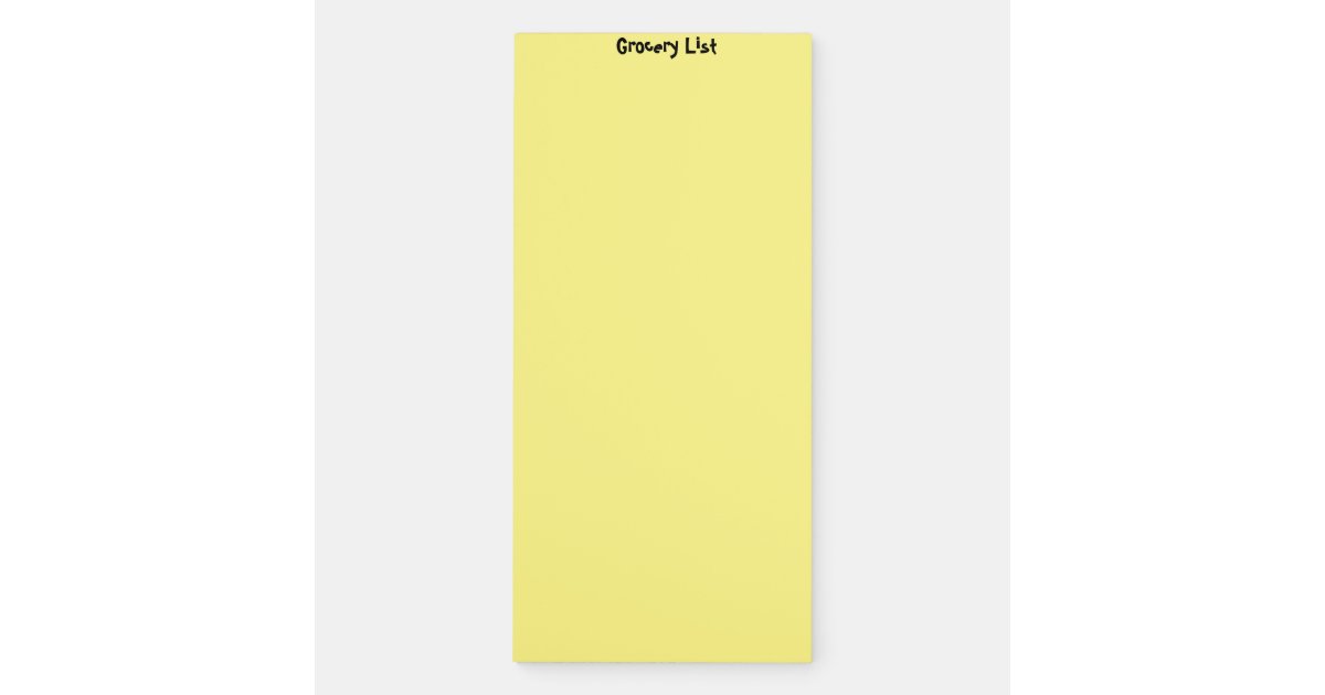 Grocery List Light Yellow Magnetic Notepad | Zazzle