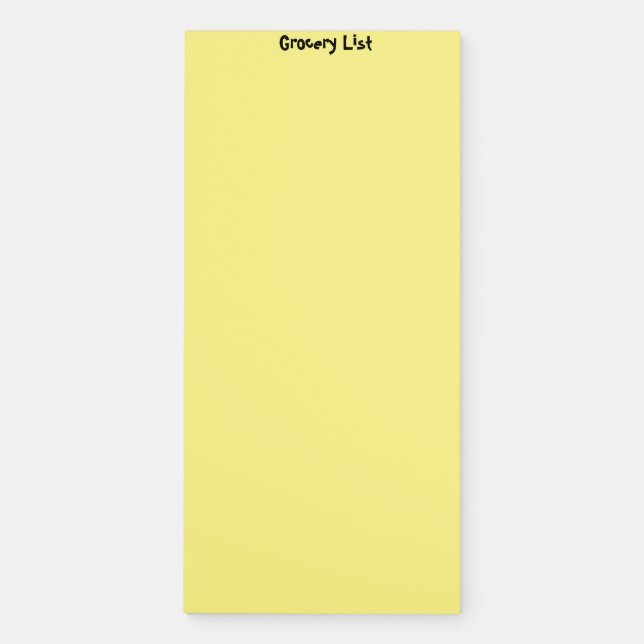 Grocery List Light Yellow Magnetic Notepad (Front)