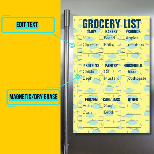 Grocery List Magnetic Dry Erase Board (Please enjoy our design and see the others in the collection.)