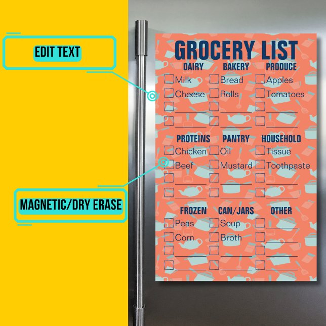 Grocery List Magnetic Dry Erase Board (Please enjoy our design and see the others in the collection.)