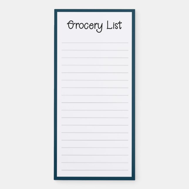 Grocery List Magnetic Note Pad (Front)