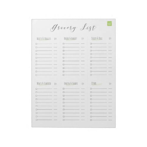 Grocery List Notepad