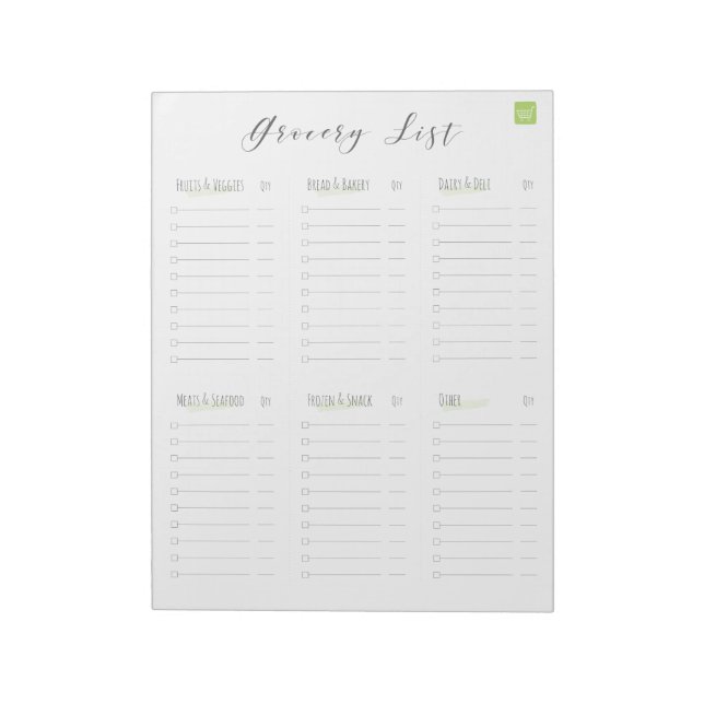 Grocery List Notepad (Rotated)