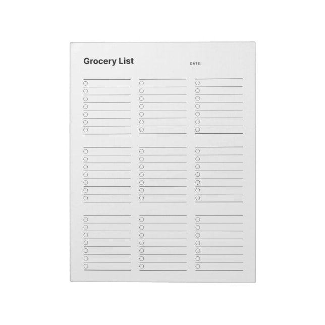 Grocery List Notepad (Rotated)